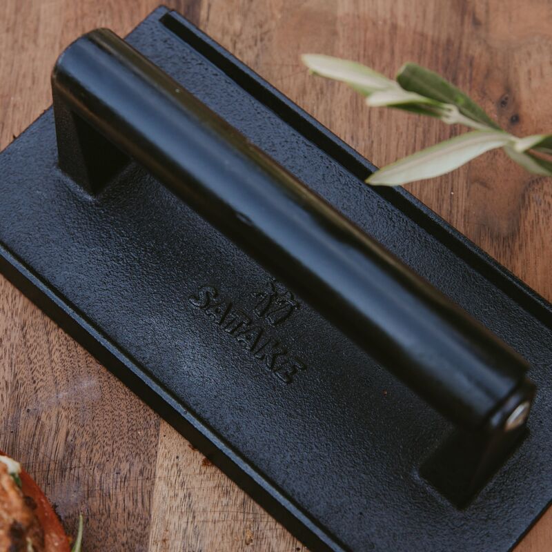 Grillpress gjutjärn, trähandtag