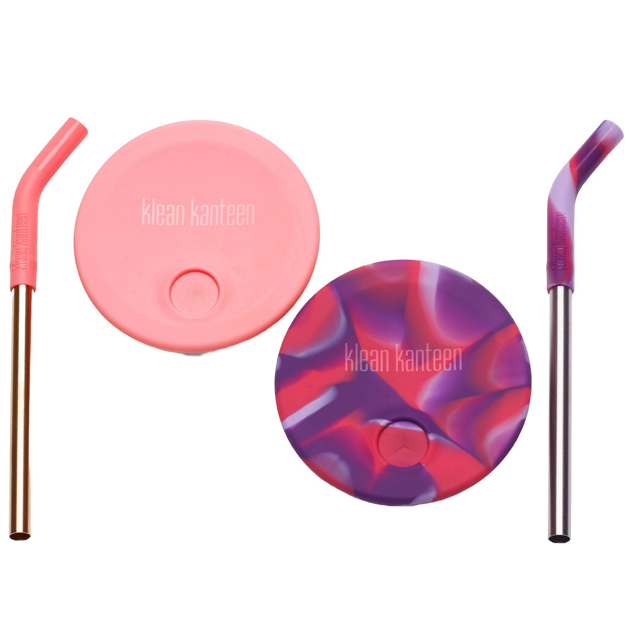 Kid Cup Straw Lid sugrörslock, pink tie dye, 2 st