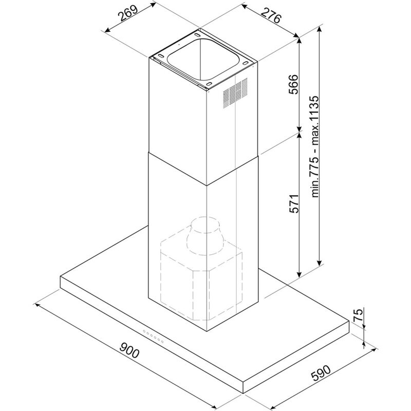 KLTI9L4MB frithængende emhætte 90 cm, matsort