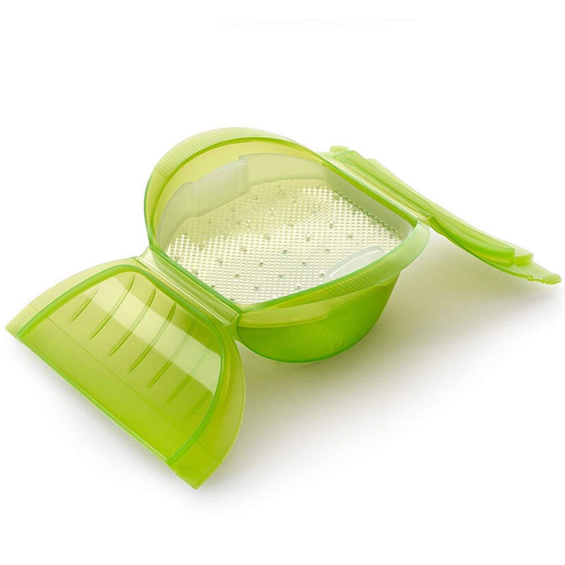 Dyb dampkoger med bakke til mikroovn, grøn