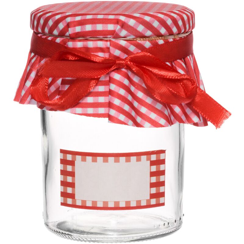 Dekorasjonssett til syltetøyglass, rød/hvit