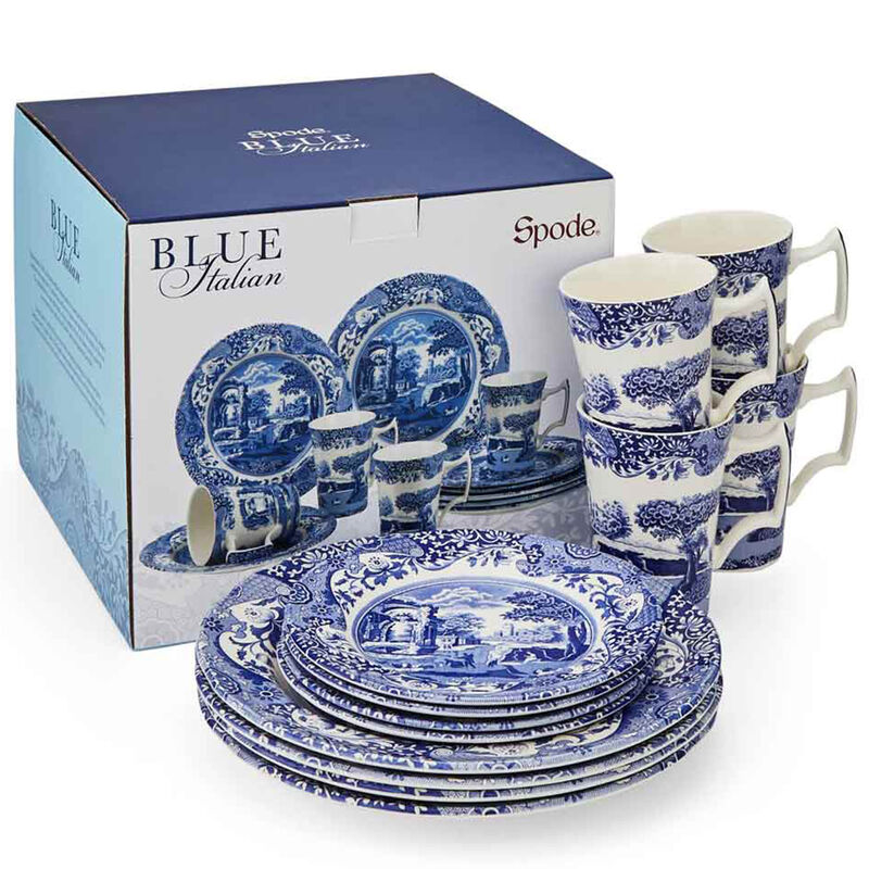 Spode Blue Italian -astiasto 12 osaa, sininen/valkoinen