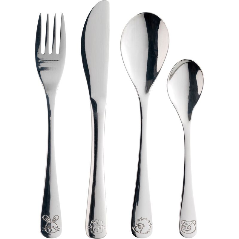 Atelier lasten ruokailuvälineet 4 osaa hopea