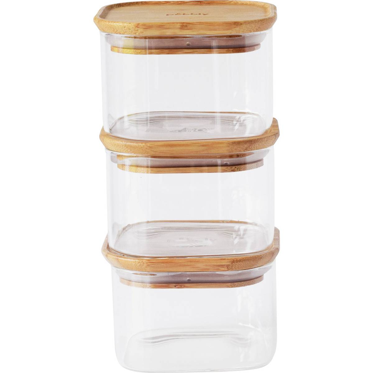 Glasburk med bambulock 10x10 cm 3-pack
