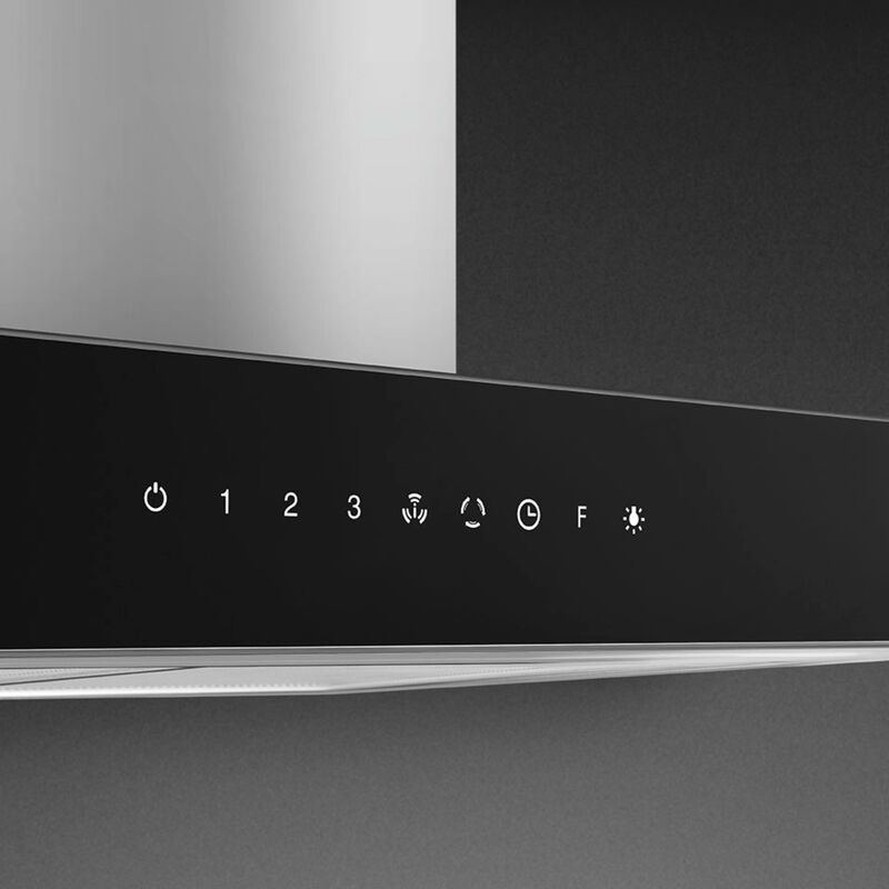 KBTI9L4VN fritthengende ventilator 90 cm, rustfritt stål/glas