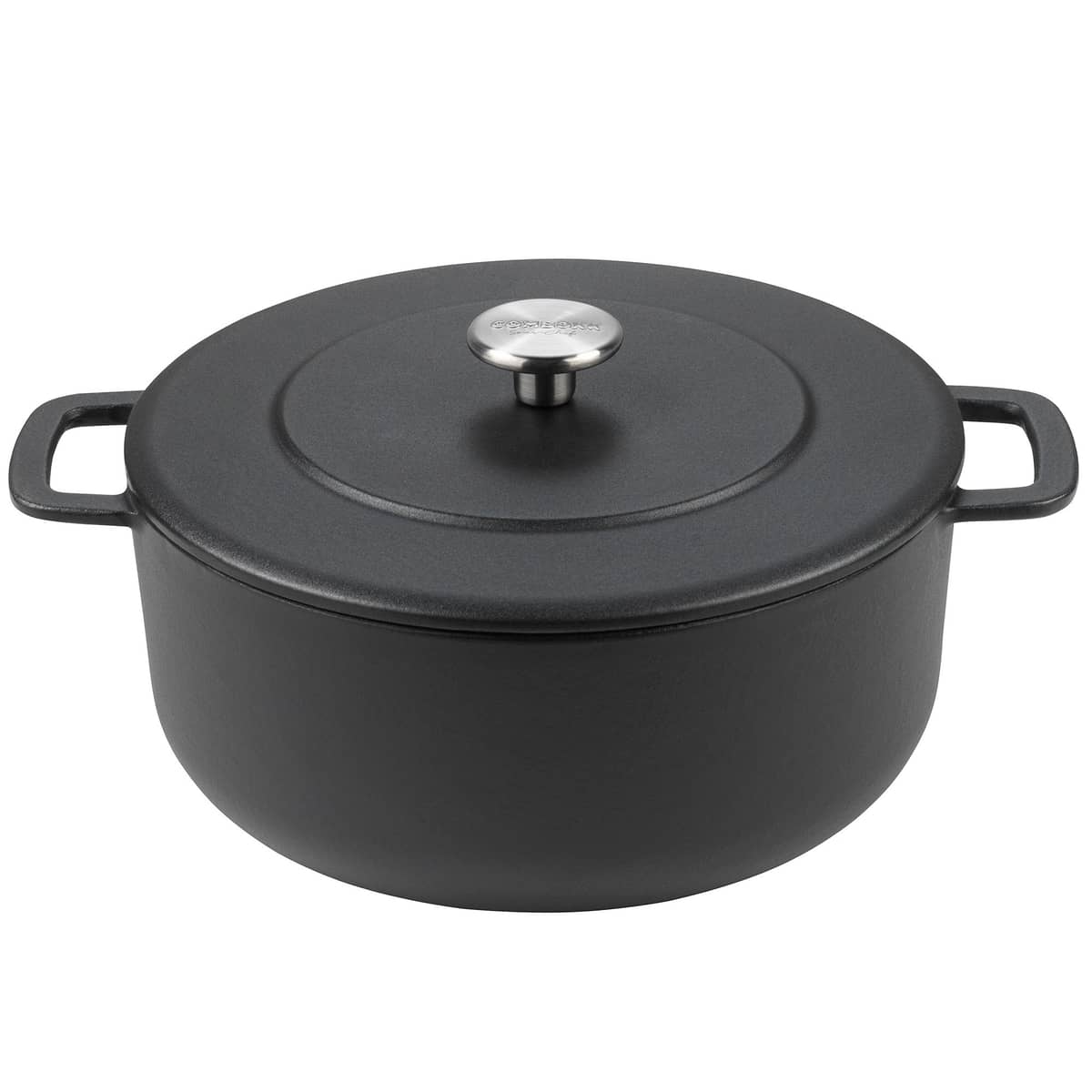 Gryte i støpejern emaljert, svart, 24 cm.