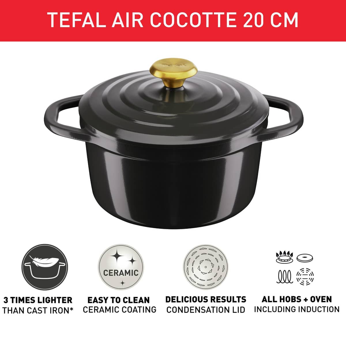 Air gryde, 3,1 liter, 20 cm, grå