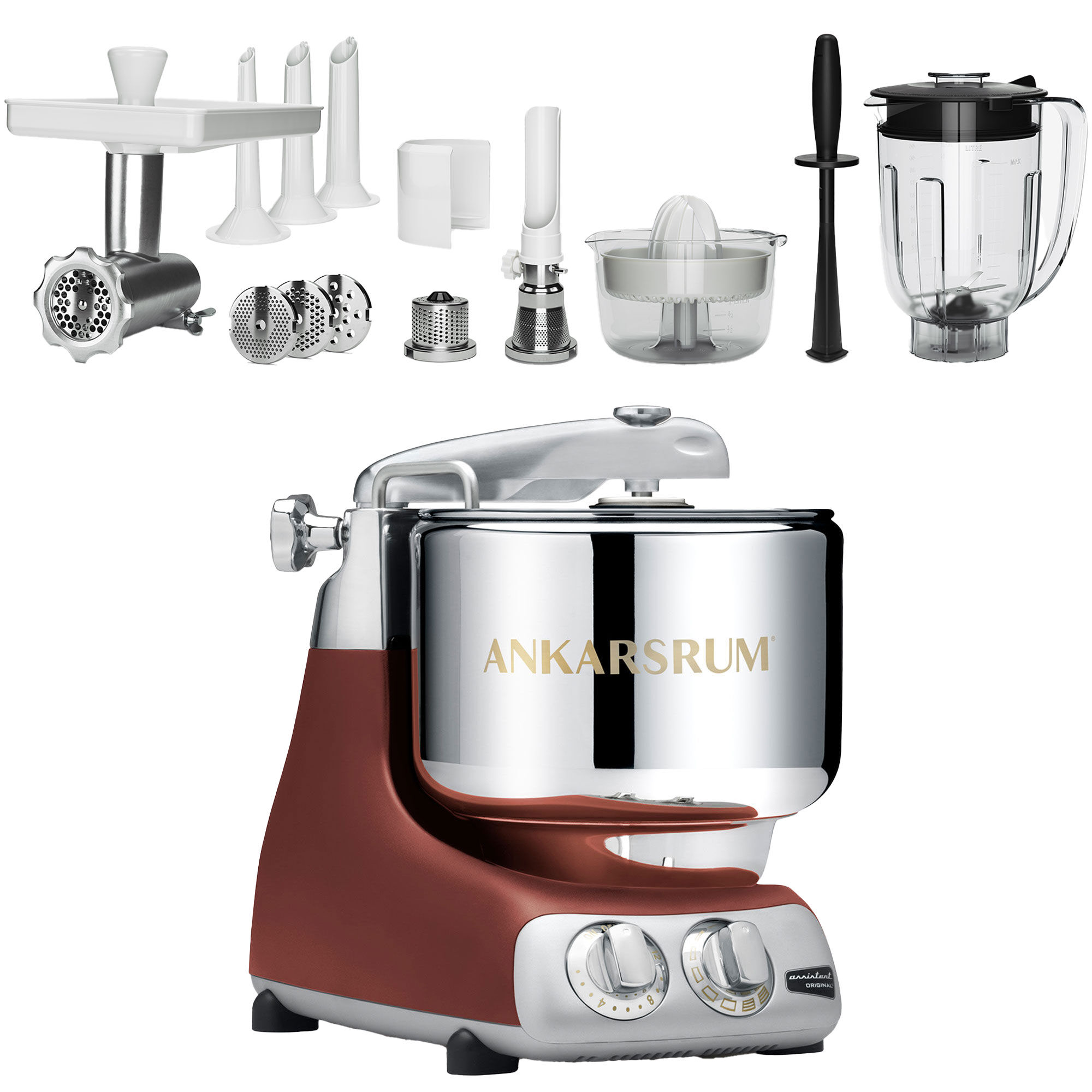 Ankarsrum Assistent Original AKM6230 Rustic Maroon + Deluxe tilbehørspakke