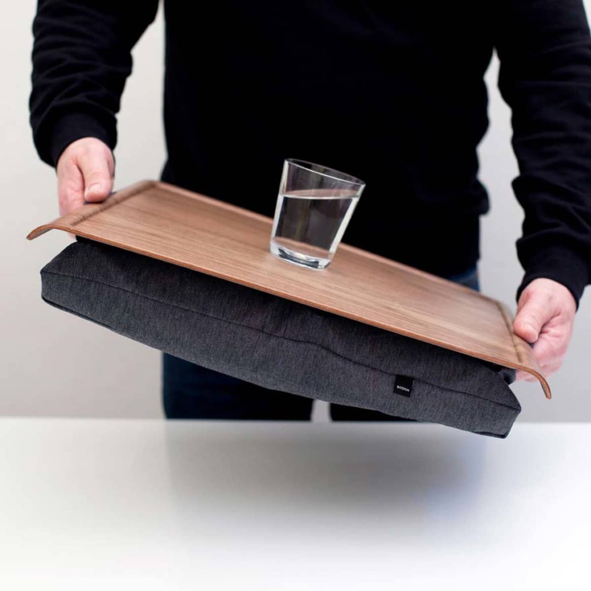 Laptray Anti-Slip -tarjotin, saksanpähkinä/harmaa