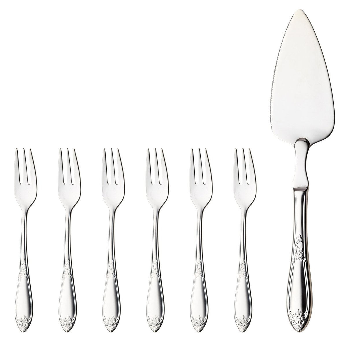 Nina Kakebestikk 7 deler, Kakespade + 6 Gafler