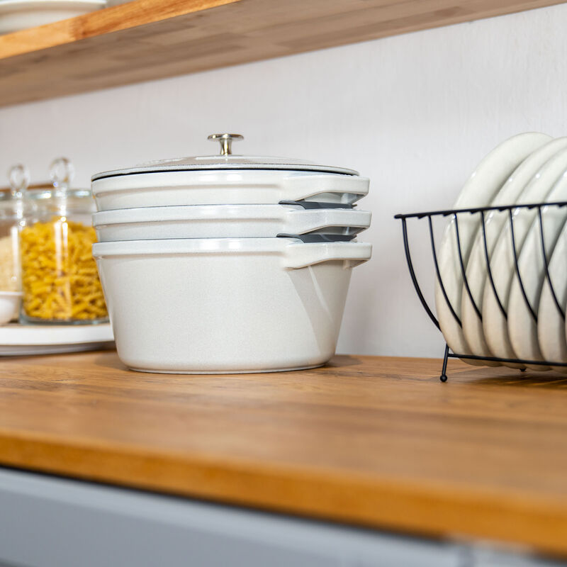 Grytesett i støpejern 24 cm, White Truffle