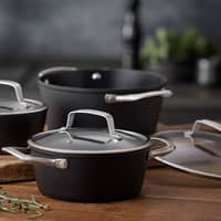 Travo gryde med glaslåg 3,8 liter 24 cm, sort aluminium