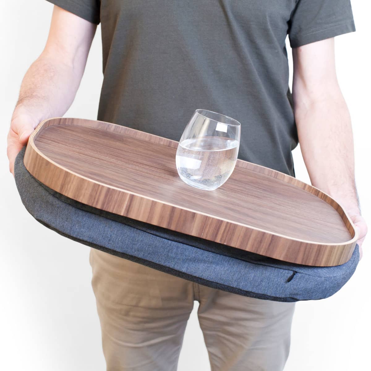 CurveLine Laptray knäbricka med anti-slip, large, valnöt