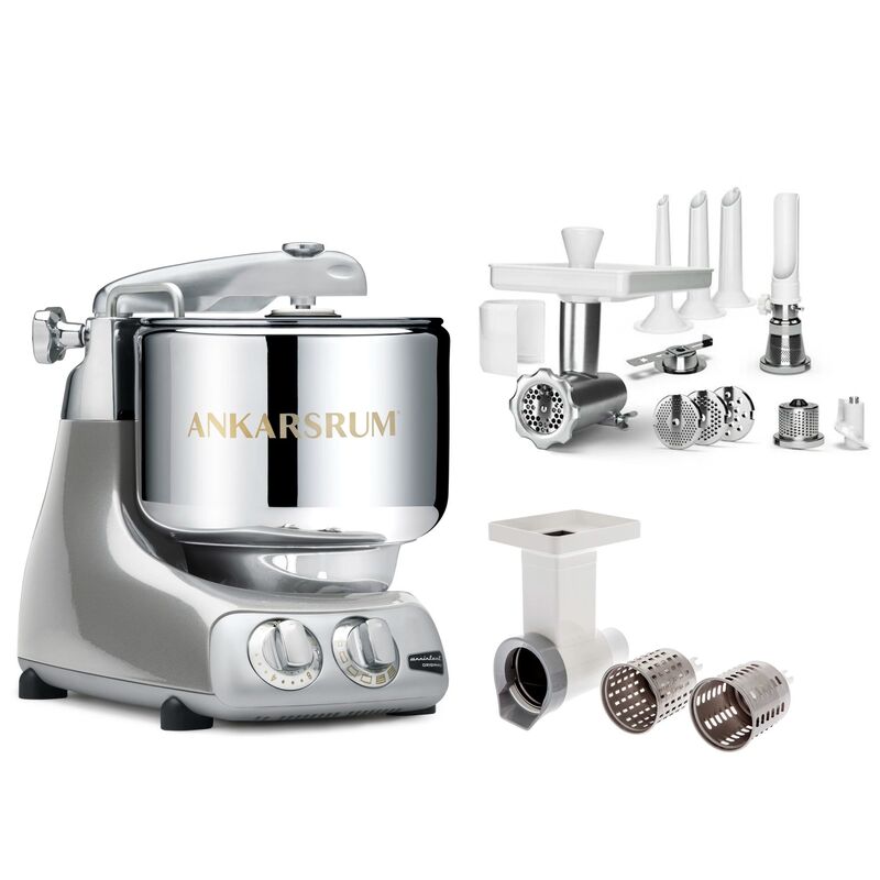 Köksmaskin, stort tillbehörspaket, jubilee silver