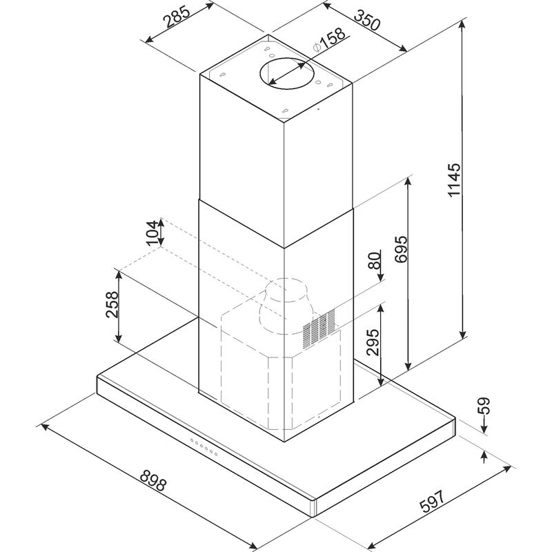 KI90XE 90 cm Frihängande Fläkt i Rostfritt Stål
