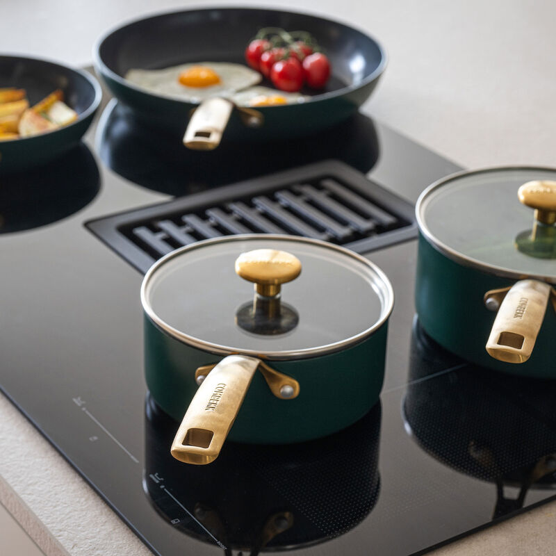 Combekk Stegapande- og kasserollesæt 10 dele, grøn