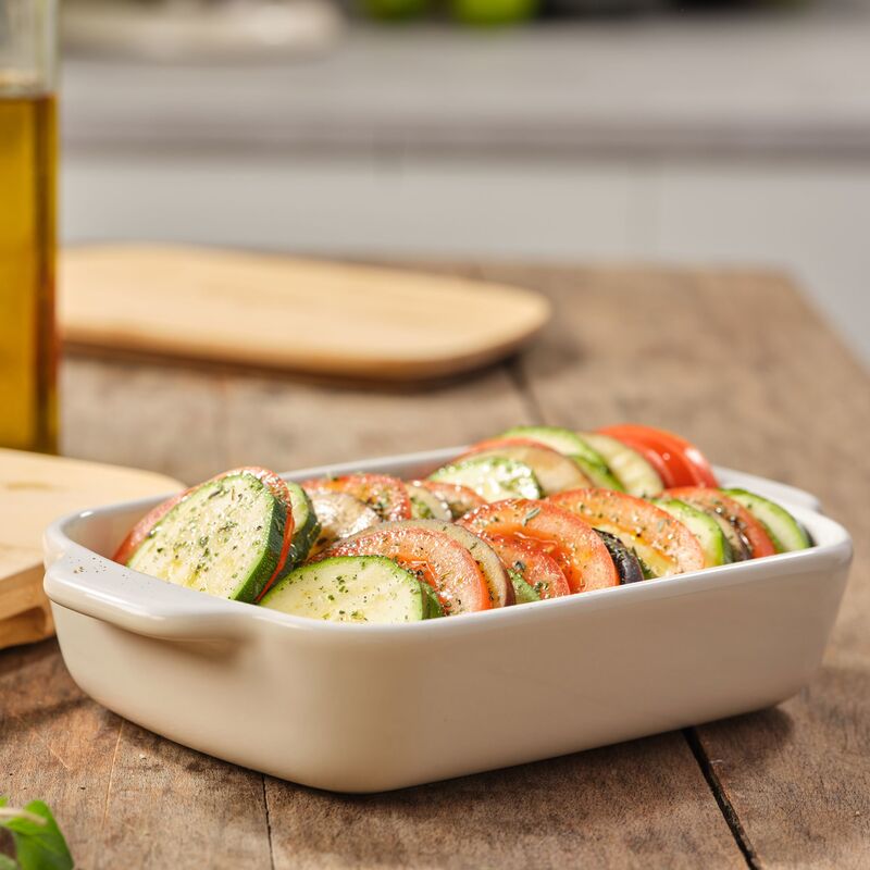 Ugnsform med lock 26x15,5x6,5 cm, creme