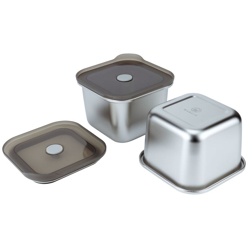 Mikrovågssäker matlåda i rostfritt stål 1 liter, 2st