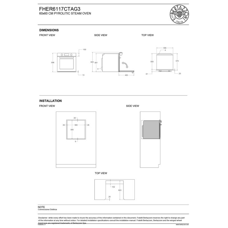 FHER6117CTAG3 Heritage ångugn med pyrolys 80 liter, elfenbensvit/guld