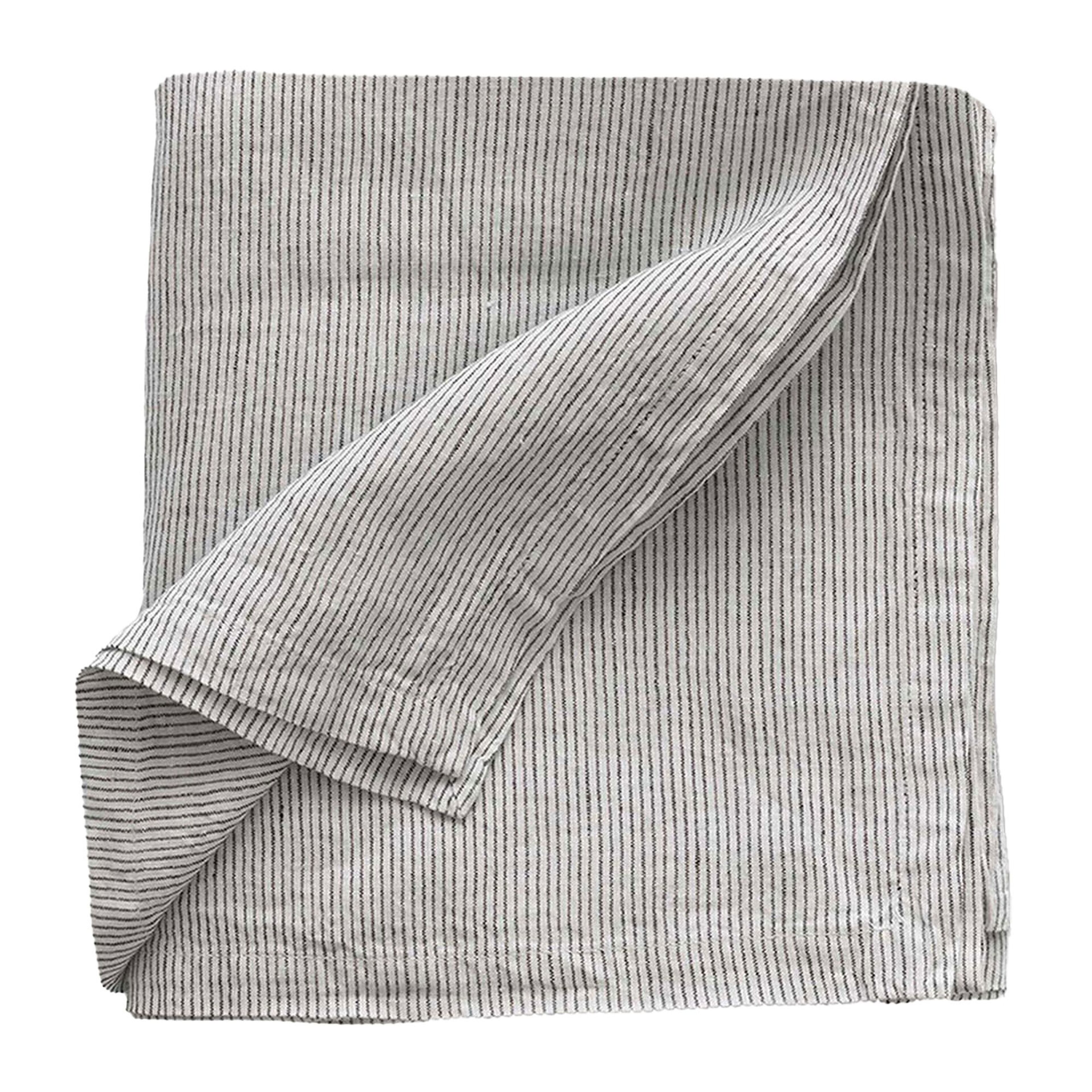 Bordsduk i linne 145x145 cm, pinstripe