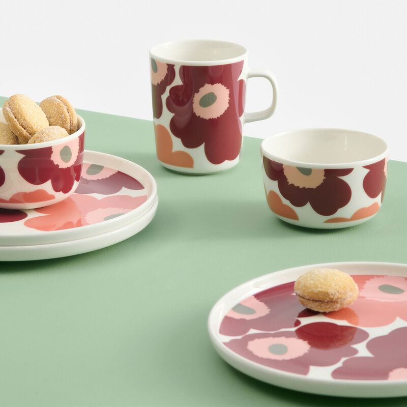 frukostset 4 delar, röd/rosa