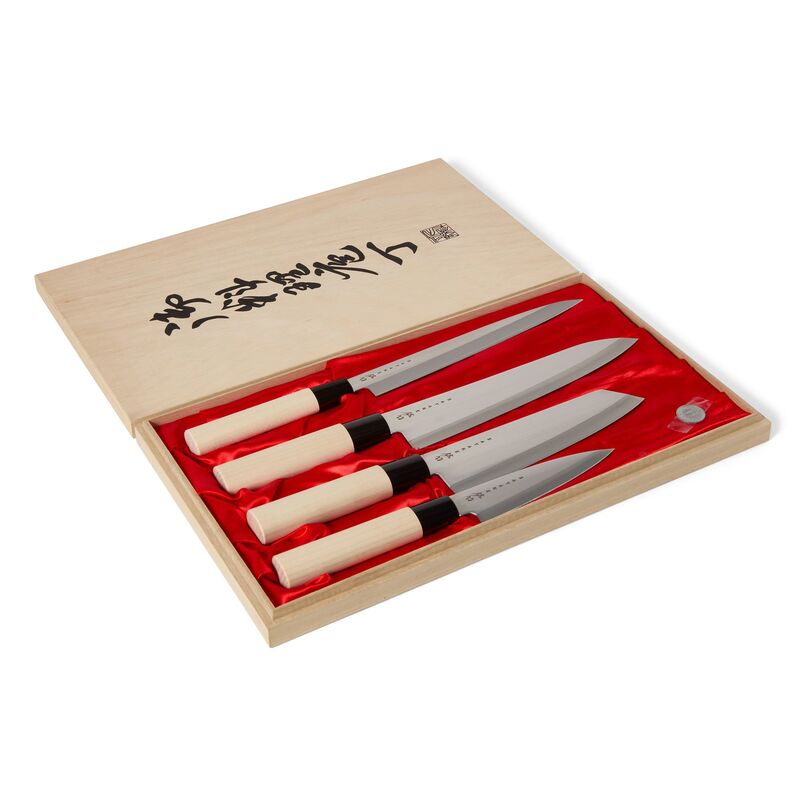 Houcho med 4 knive leveret i balsaboks