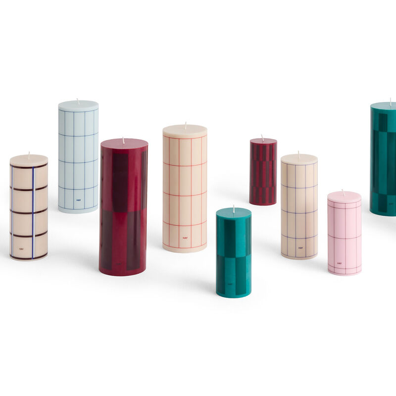 Hay pöytäkynttilä large, light blue/blue grid check