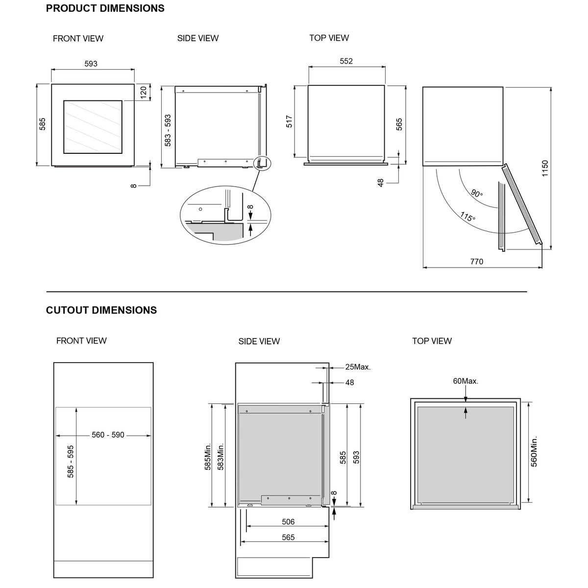 Modern Series integrerad vinkyl, svart