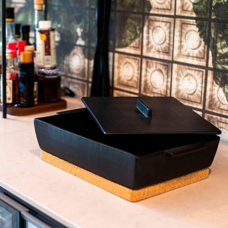 Ildfast form med lokk 35 x 23,5 x 10,5 cm, mattsvart