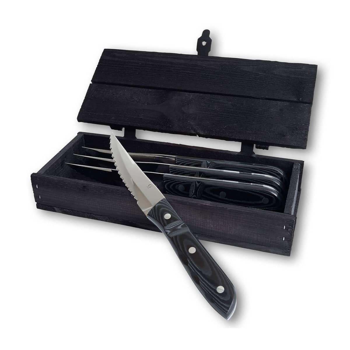 Old Farmer Micarta steakkniv XL 4 dele, sort/stål