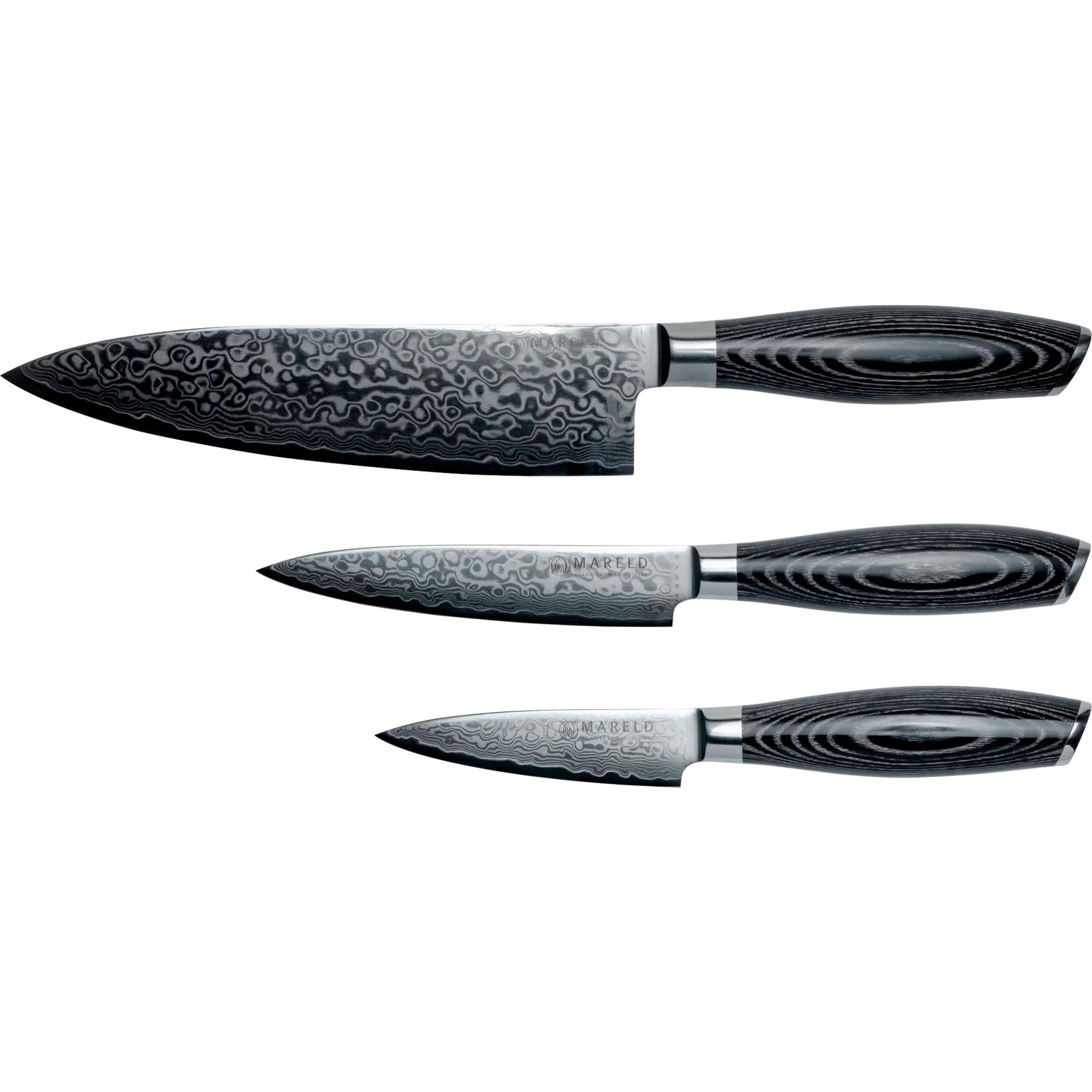 Akio Knivset, 3 knivar, svart