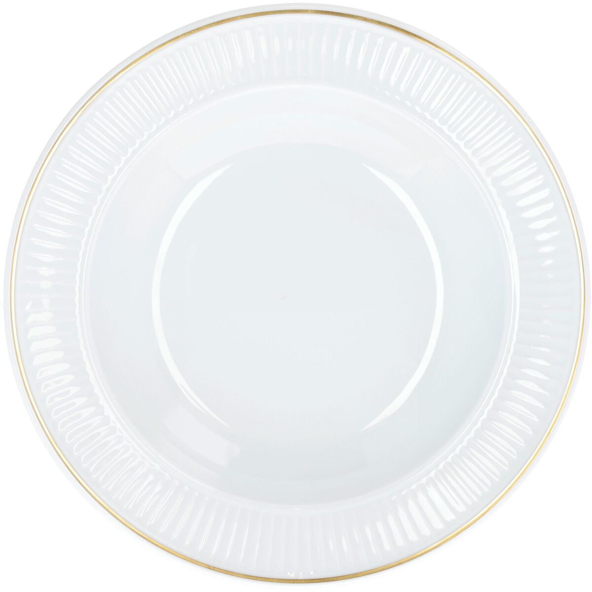 Plissé djup tallrik 22 cm, vit/guld