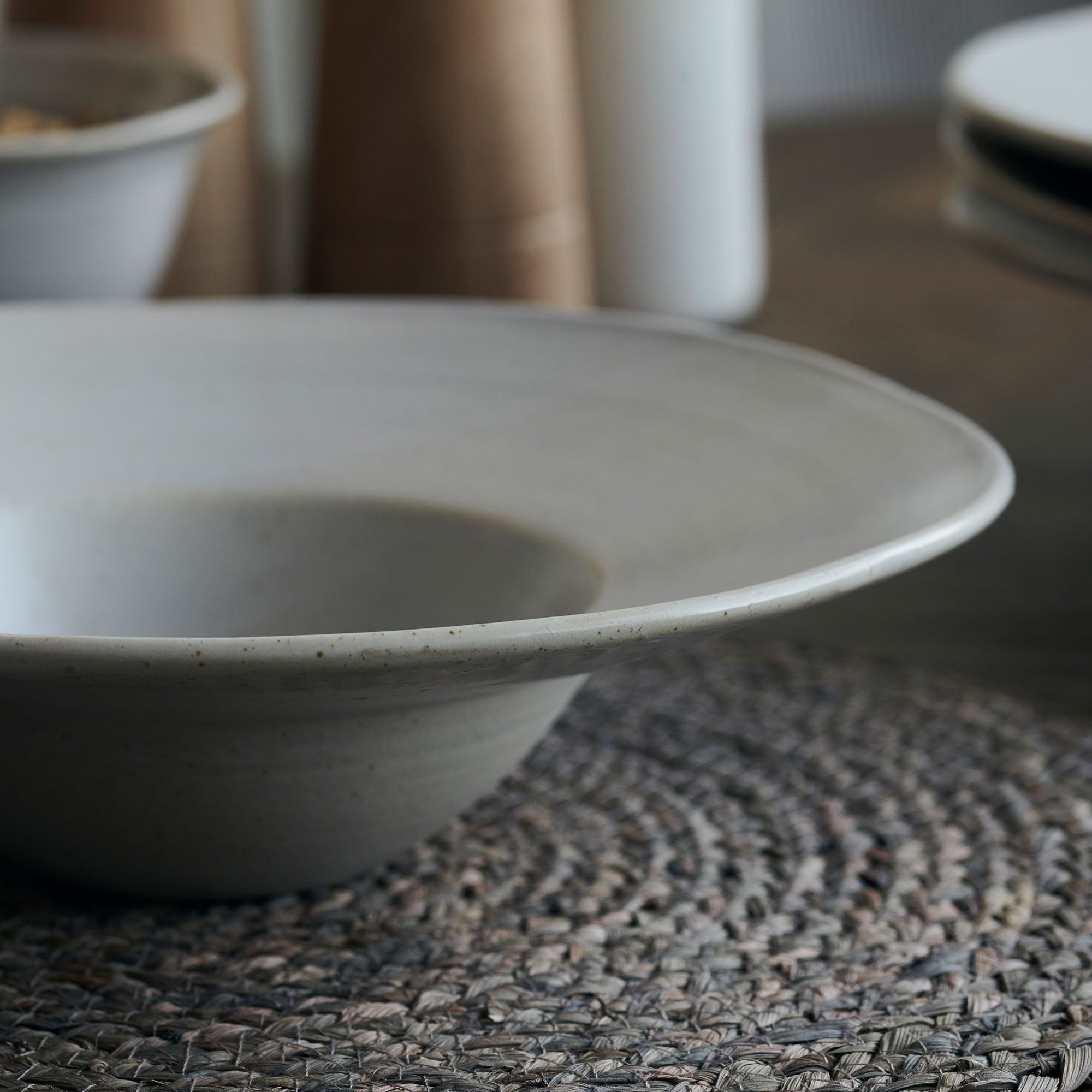 Pion skål/pastatallrik, grå/vit