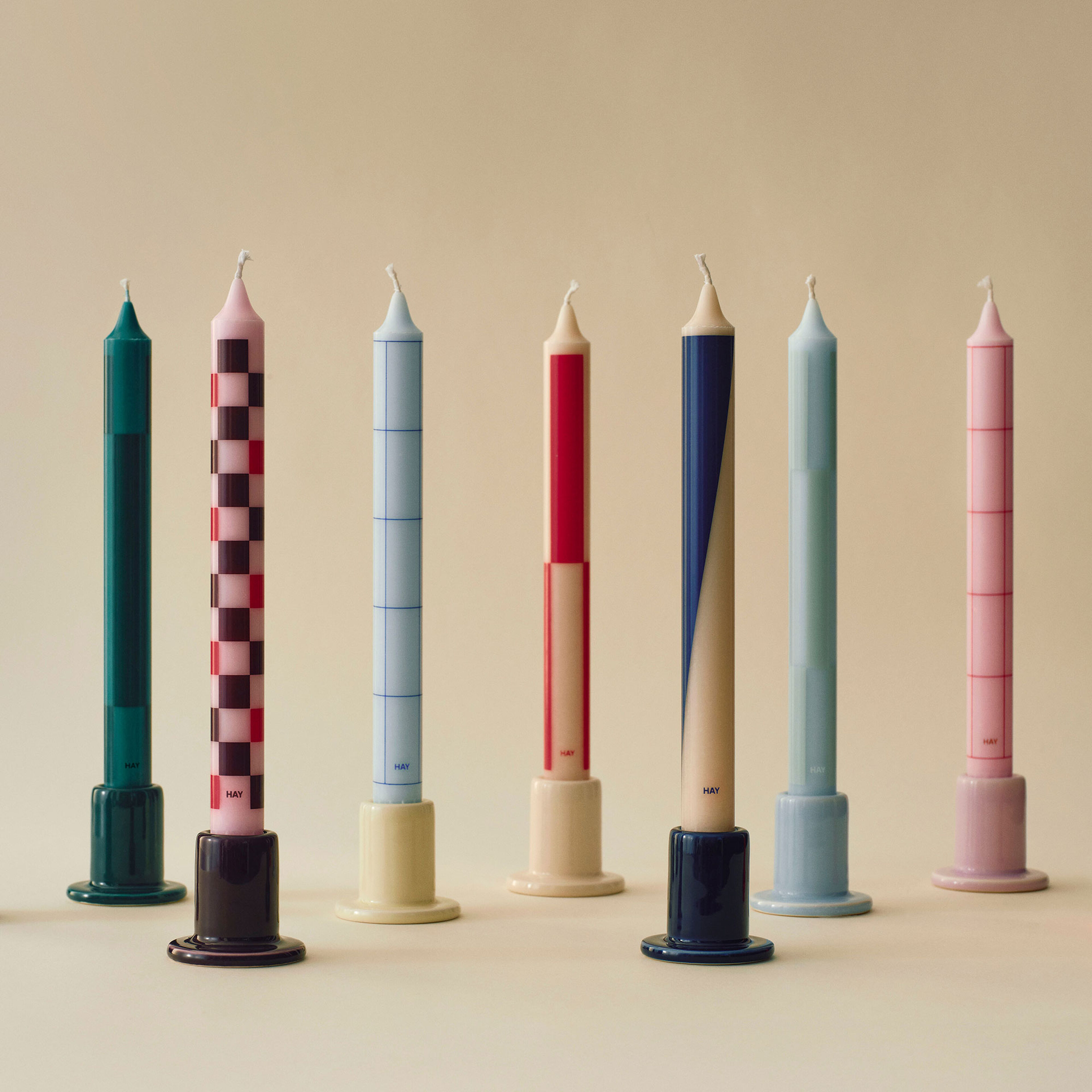 HAY Pattern stearinlys 4-pakning, blå/bordeaux