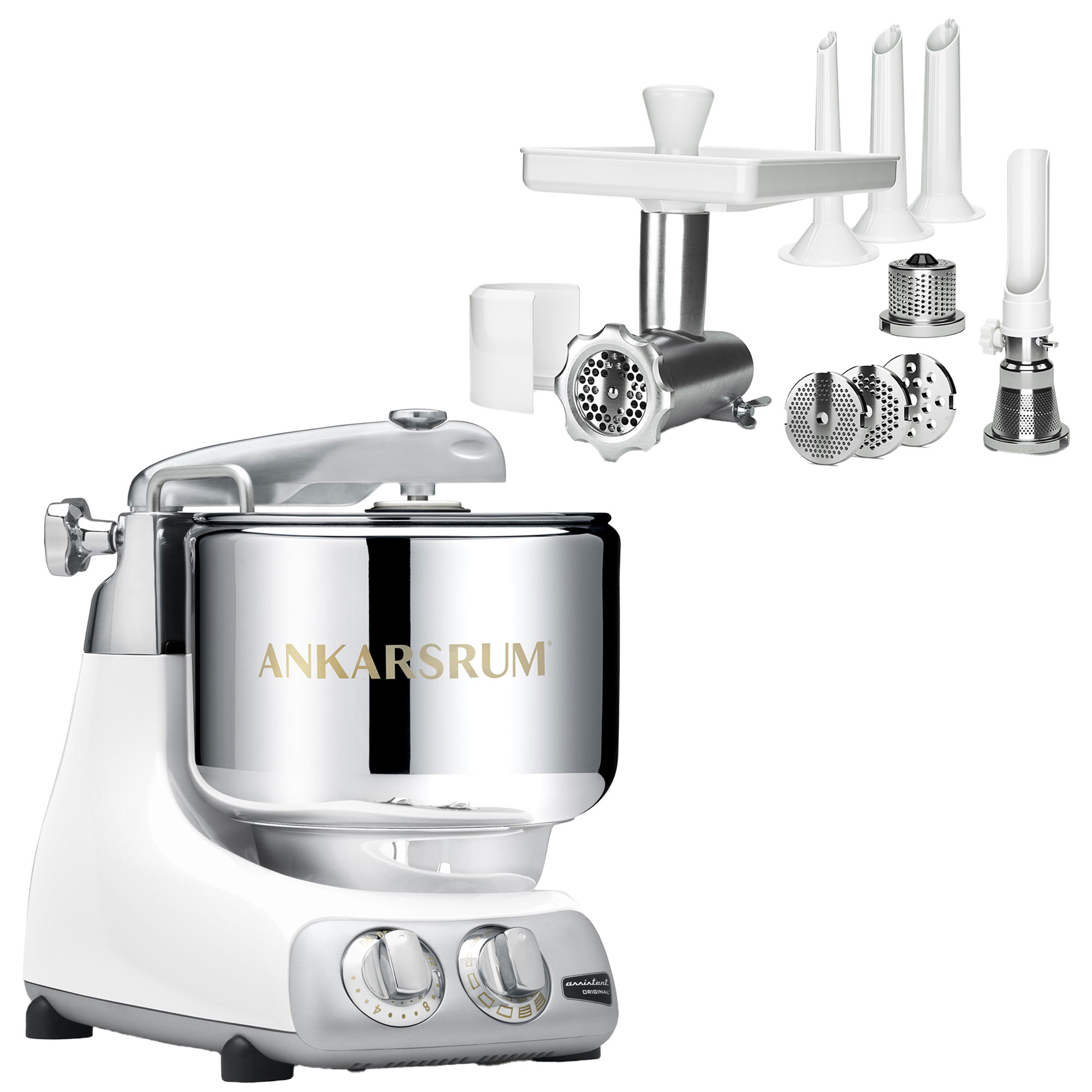 Assistent AKM 6230 røremaskine + komplet kødhakker, mineralhvid