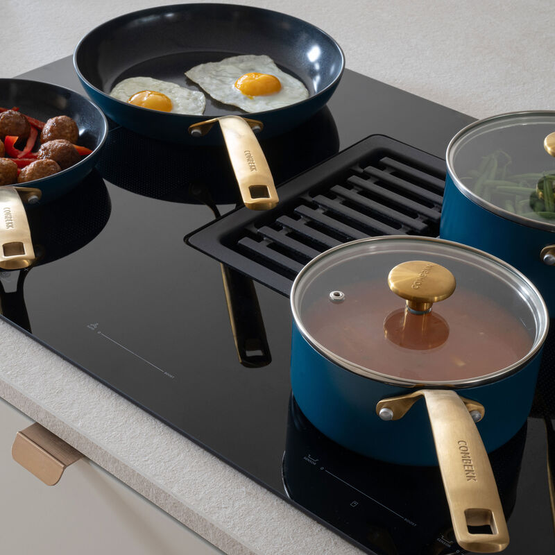 Paistinpannu- ja kattilasetti 10 osaa, sininen