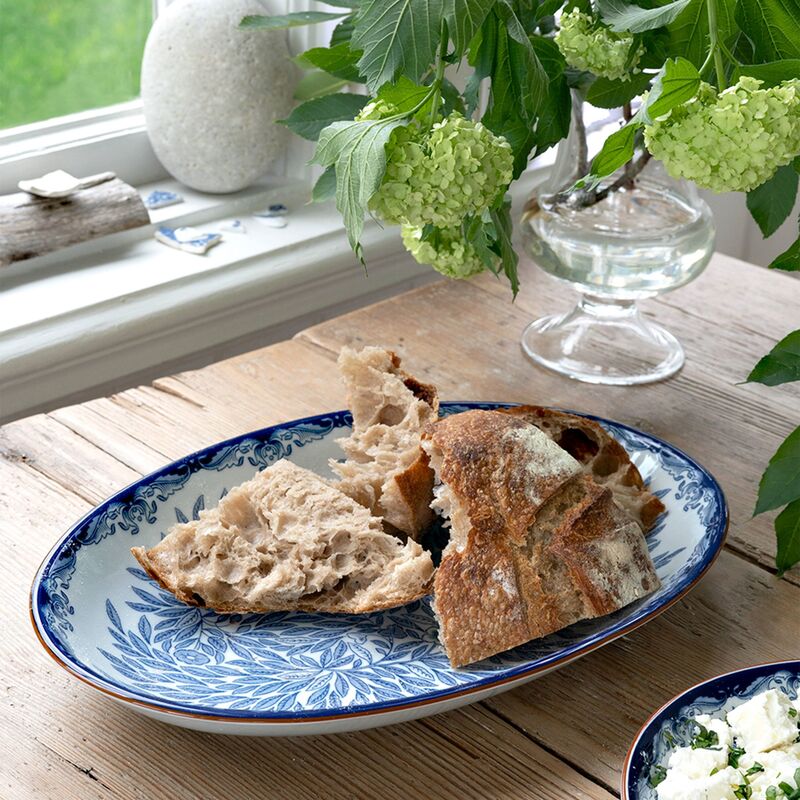 ovalt serveringsfat 33 x 22 cm, blå