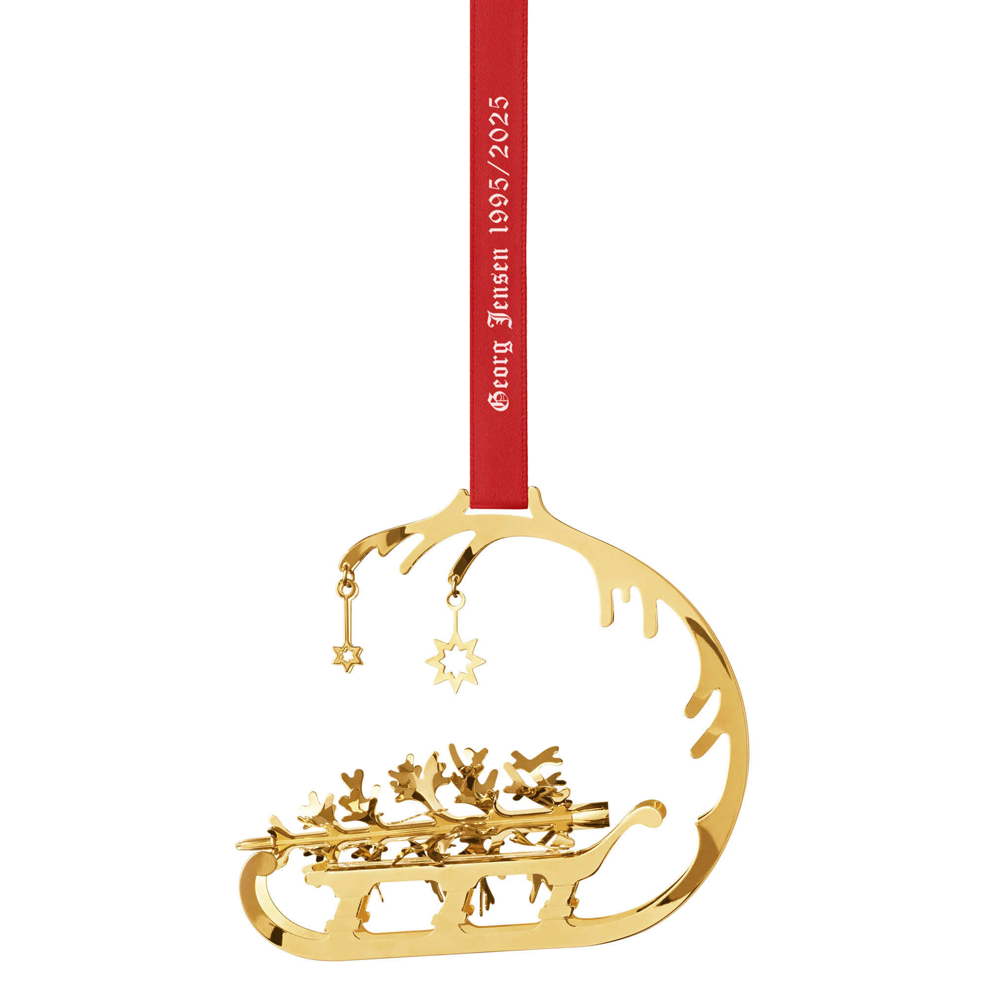 Georg Jensen CC 2025 Juleornament slede, gullbelagt messing