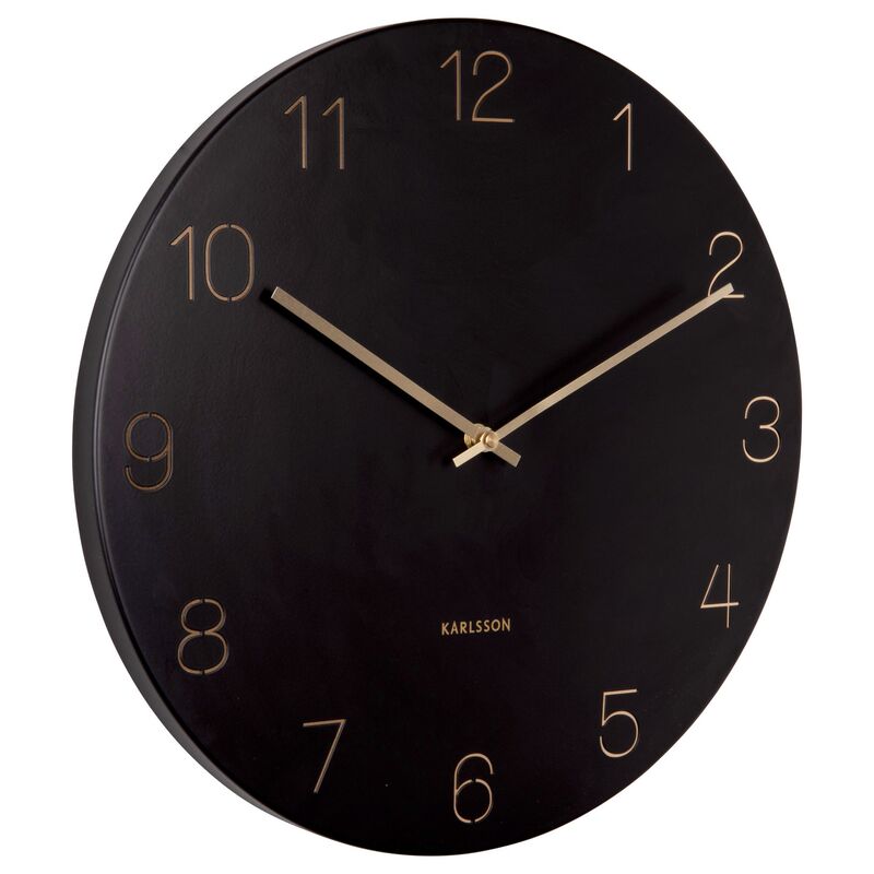 Charm Engraved Numbers väggklocka, svart