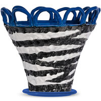 Patty S kruka 25 x 21 cm, blå/zebramönstrad