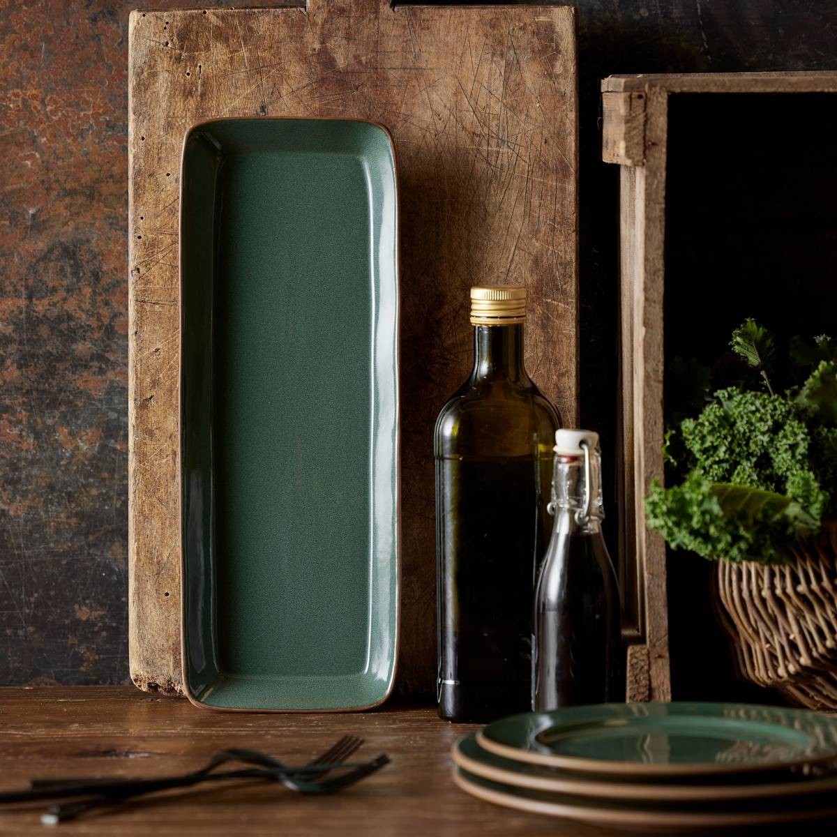 Serveringsfat rektangulært 38 x 14 cm, wood/forest