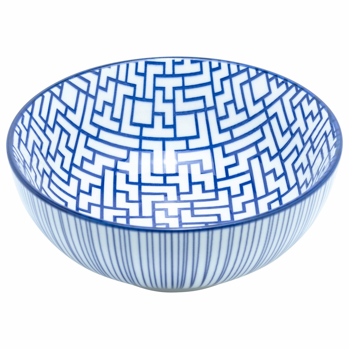 Akio skål 14 cm 4-pack, blå/vit