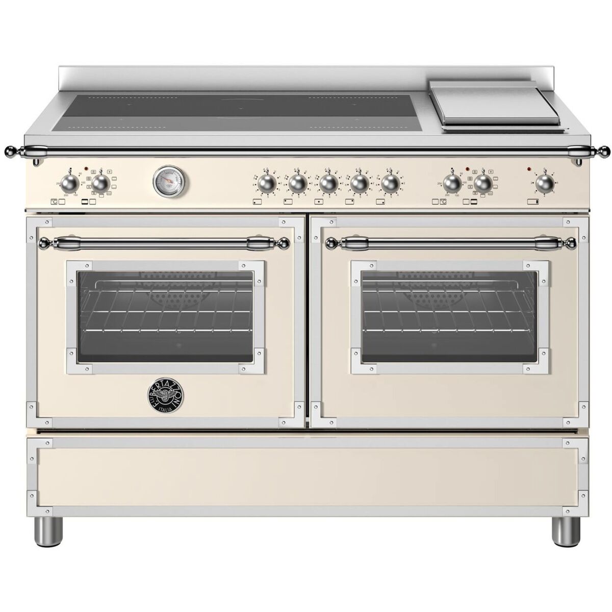 Heritage dubbelugn med induktionshäll & stekbord 120 cm, elfenbenshvid