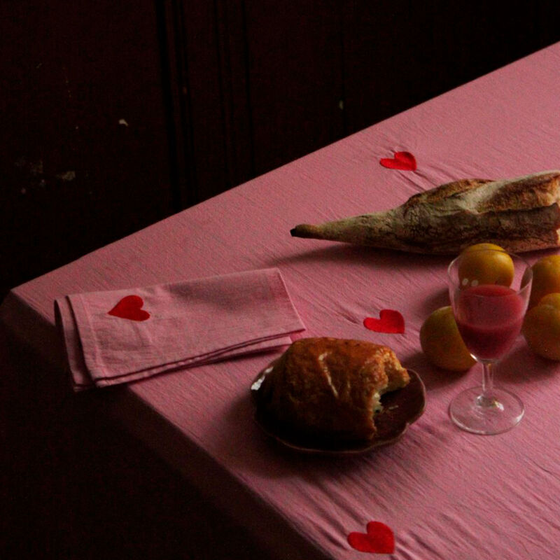 Midnatt Pink Hearts serviett 40×40 cm 4-pakning, rosa