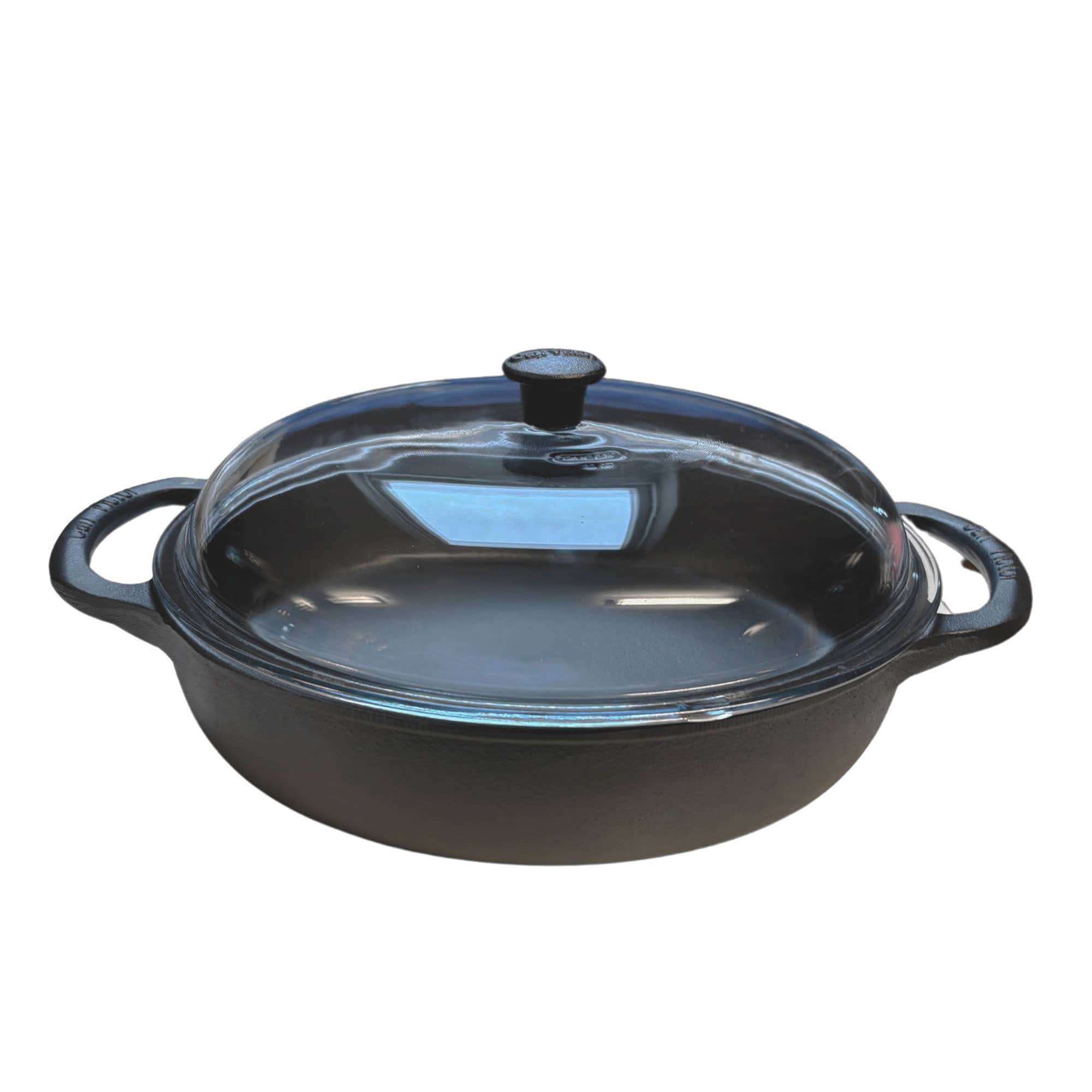 Carl Victor Traktørpanne med glasslokk 32 cm, støpejern