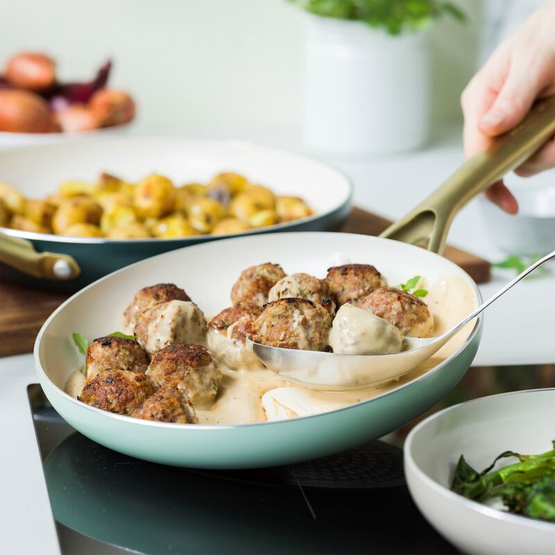 Shades stekepannesett 3 deler, taupe/pastel green/moroccan green