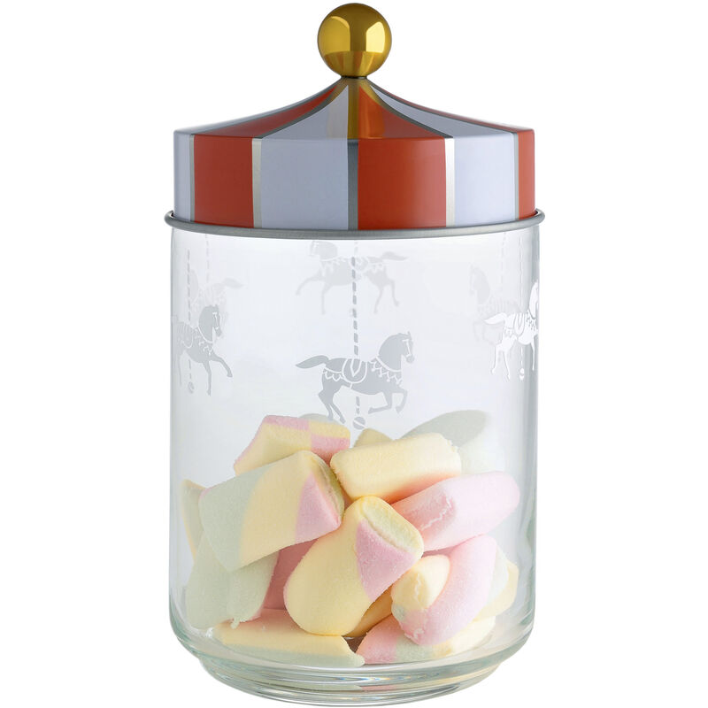 Circus-lasipurkki kannella