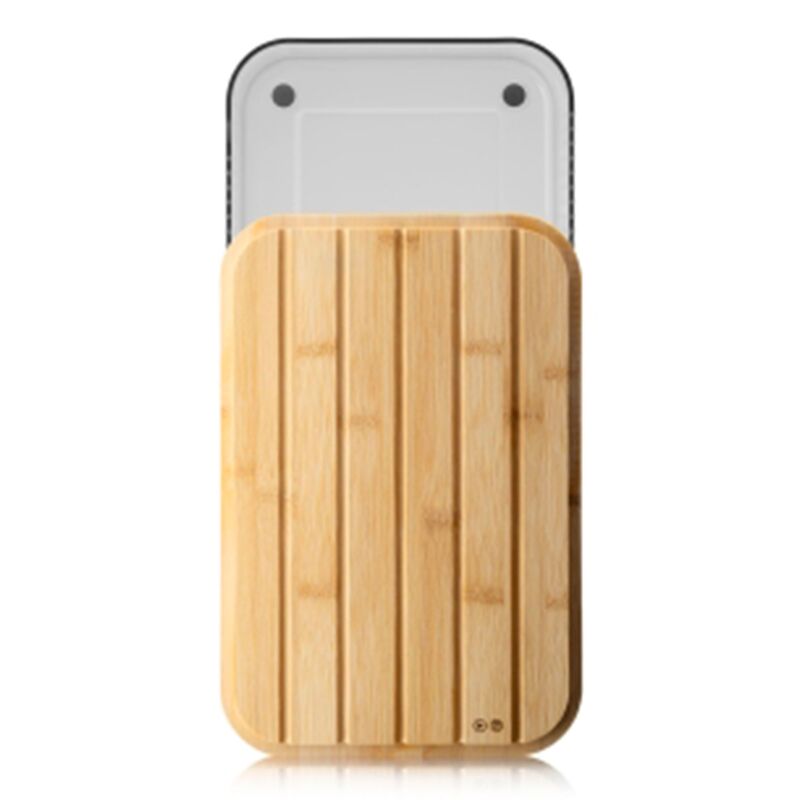 Brødboks med bambuslokk stor, grå