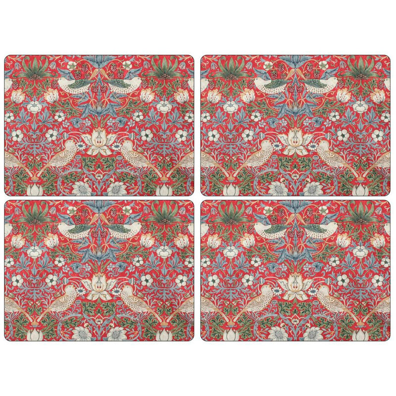 Morris & Co Strawberry Thief Röd Bordsunderlägg 4-pack