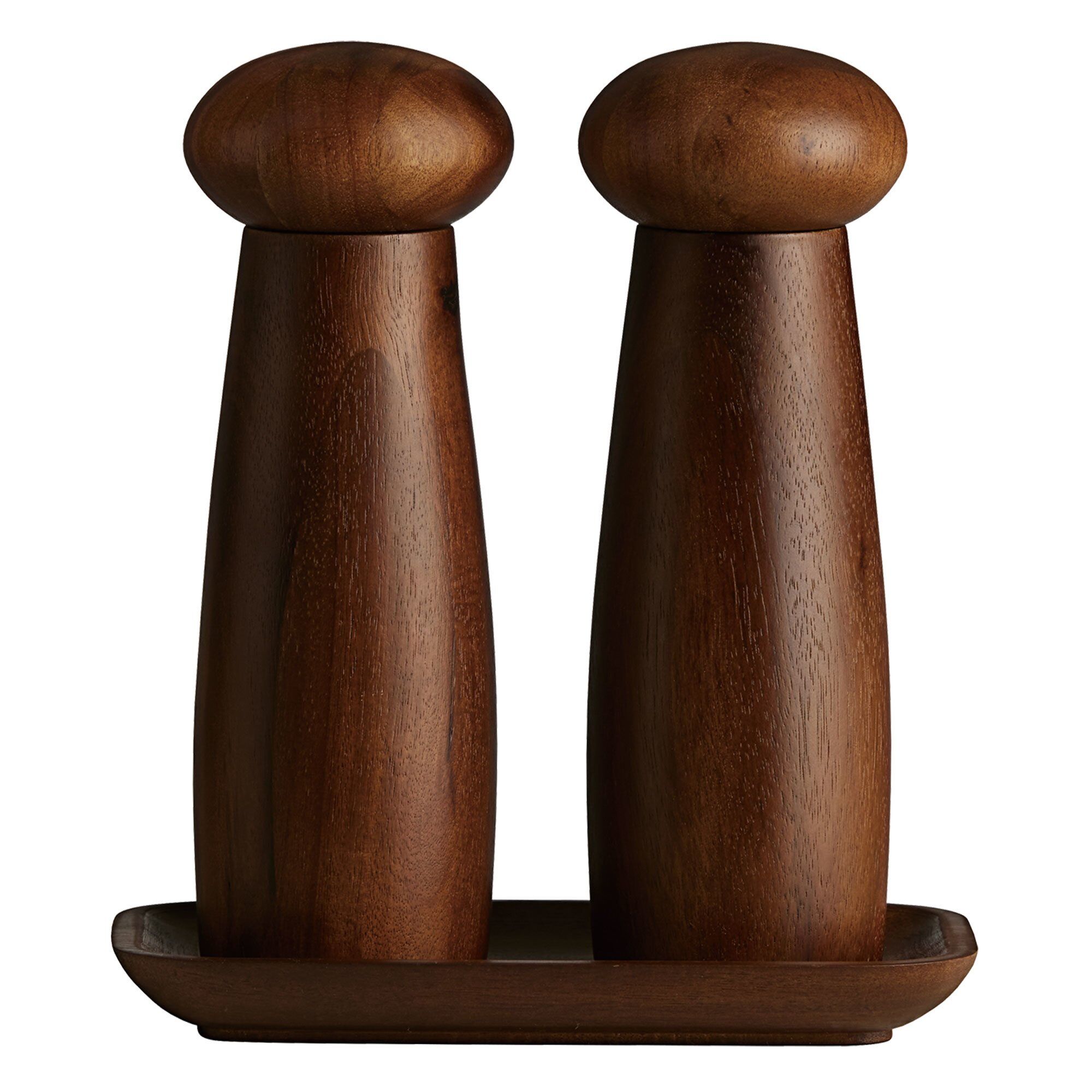 Alternativ bild 1 för Aida - Raw Teak Keramisk Kvarnset med Bricka 3 delar Mörkt Teak